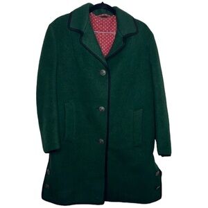 VTG Austrian Jaspo G. Janke Green Wool Button Long Coat Women's Size 38  / L
